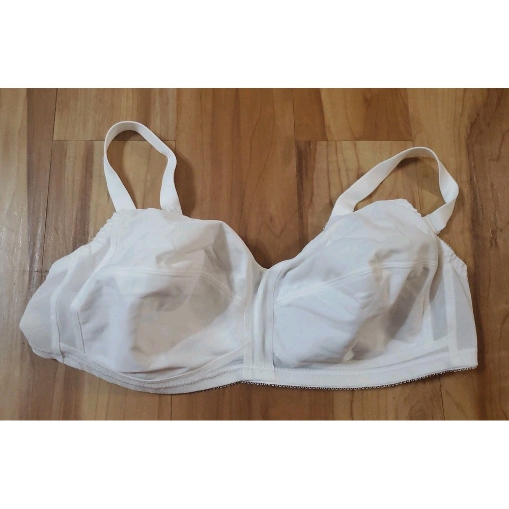44B White Nylon‎ Bra Wireless Wirefree by Just My Size Style 0908